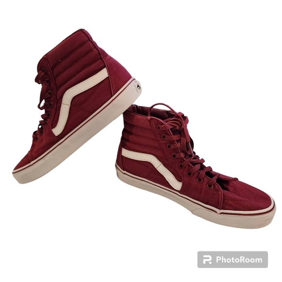 Vans Shoes - VANS Sk8-hi canvas burgandy/Bordeaux  size 8.5 men's 10 women